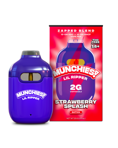 NOVITA' DISPONIBILE - VAPE PEN DELTA MUNCHIES "Strawberry Splash" 10-OH-HHC + 10-OH-HHCP 2g - ESCLUSIVA USA